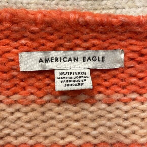 American Eagle Sweater Womens‎ XS Striped Cardigan Cropped Chunky Knit - Picture 5 of 7